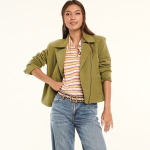 Cabi 6470 Road Trip Jacket Size XS Green Zip Up Asymmetric Cotton Soft